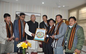 The Governor of Arunachal Pradesh Shri PB Acharya with Arunachal Vikas Parishad members in the Gyatri Hall at Raj Bhavan, Itanagar on 29th January 2017.